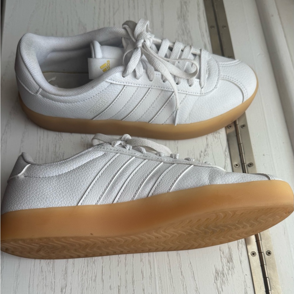Adidas Women’s White Sneakers with Gum Sole